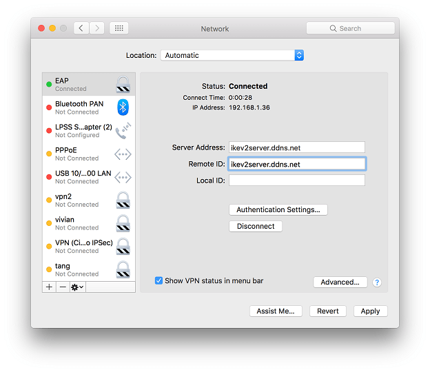 a screenshot of macOS network working